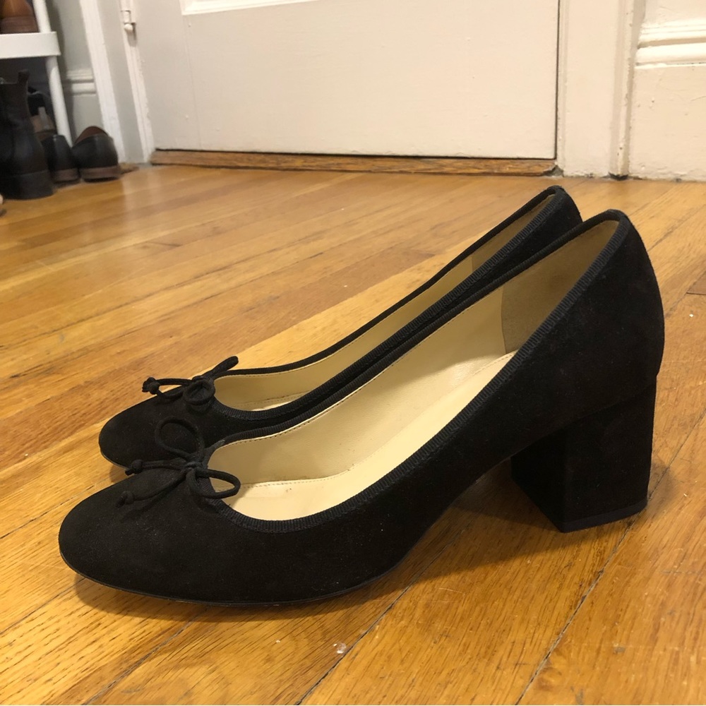 J.Crew Evie Ballet Heel in black suede